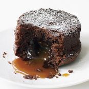 Molten Chocolate Cake with Caramel Filling