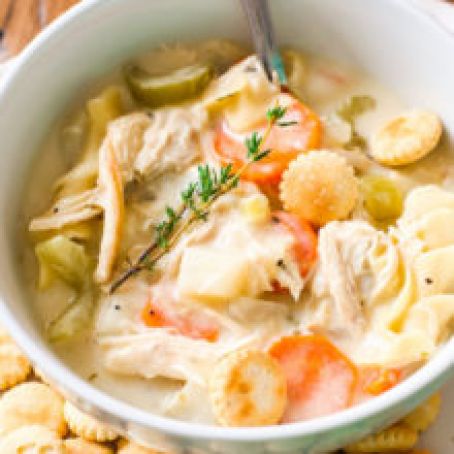 Lightened-Up Creamy Chicken Noodle Soup