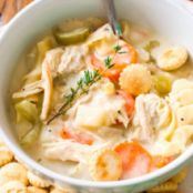 Lightened-Up Creamy Chicken Noodle Soup