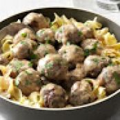 Mom’s Swedish Meatballs Over Noodles