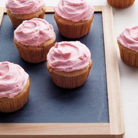 Lemon-Yogurt Cupcakes with Raspberry Frosting