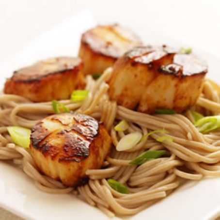 Miso-Glazed Scallops with Soba Noodles - Recipe.com