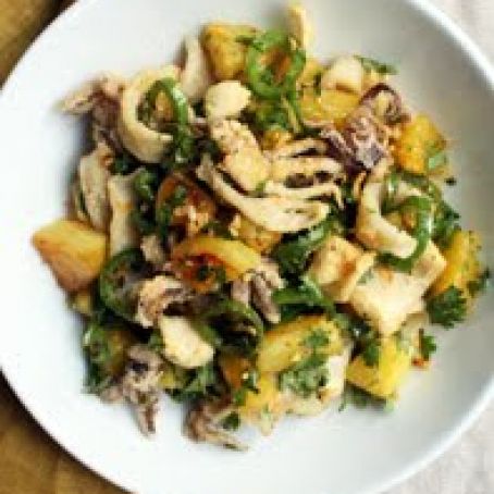 SALT & PEPPER SQUID w/PINEAPPLE & GARLIC