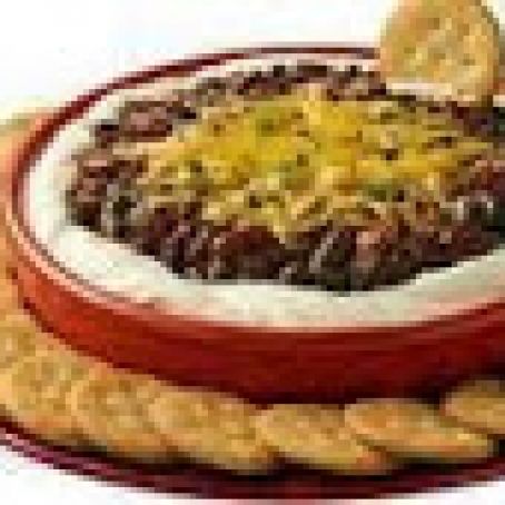 Cheesy Chili Dip with Ritz Crackers