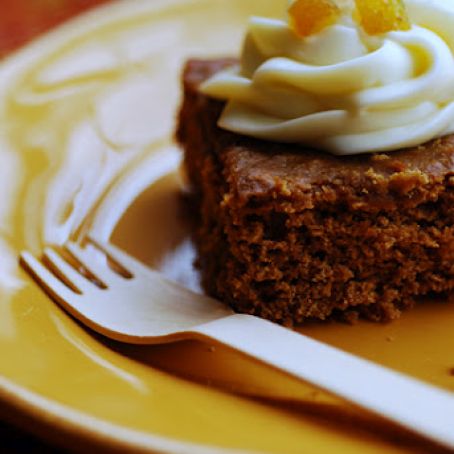 Yorkshire Parkin with Lemon Neufchâtel Frosting