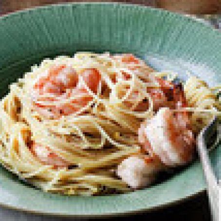 Lemon Pasta with Roasted Shrimp