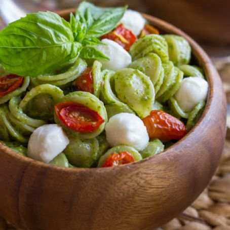 Orecchiette with Pesto and Oven Roasted Tomatoes