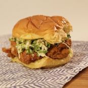 Fried Chicken Sandwich with Brussels Sprouts Slaw