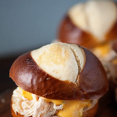 Beer Cheese Chicken Pretzel Sliders
