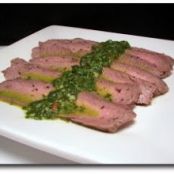 Garlic Rubbed Flank Steak with Chimichurri Sauce