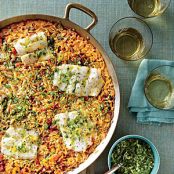 Skillet Orzo with Fish and Herbs