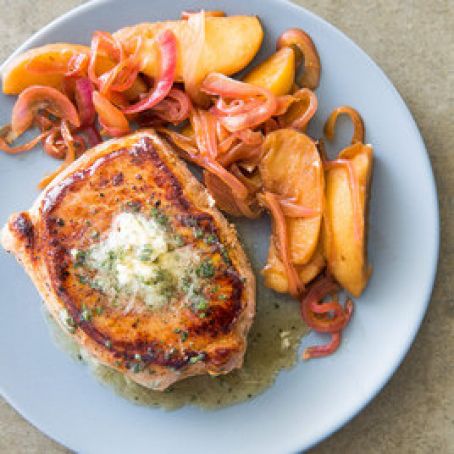 Skillet Pork Chops with Apples and Maple Sage Butter