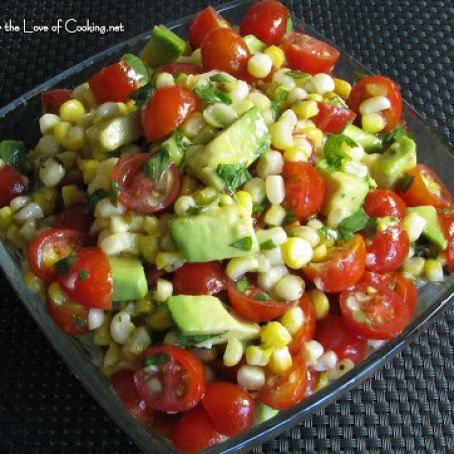Salad: Grilled Corn, Avocado and Tomato Salad with Honey Lime Dressing