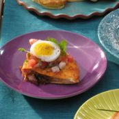 Crispy Bacon and Hash Brown Quesadillas with Fried Quail Eggs