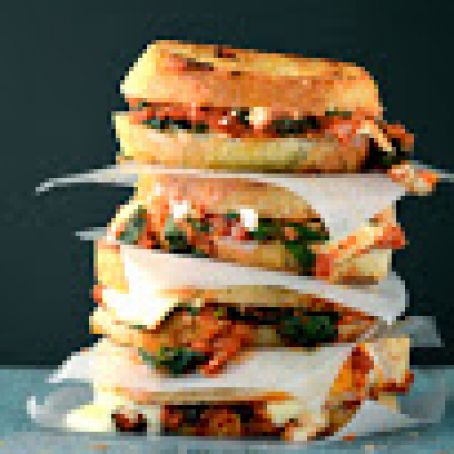 Grilled Cheese with Spinach-and-Tomato Sauce