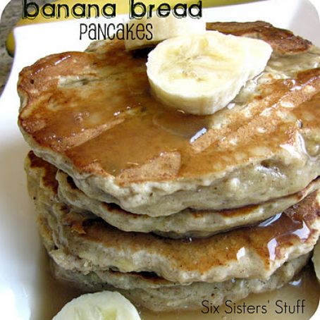 Banana Bread Pancakes with Vanilla Maple Glaze