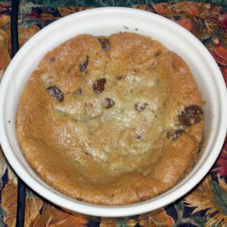 Individual deep dish chocolate chip cookie
