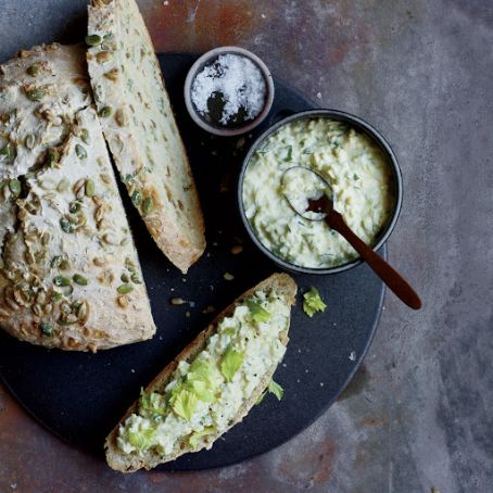 Egg Salad with Lovage on Seeded Quick Bread