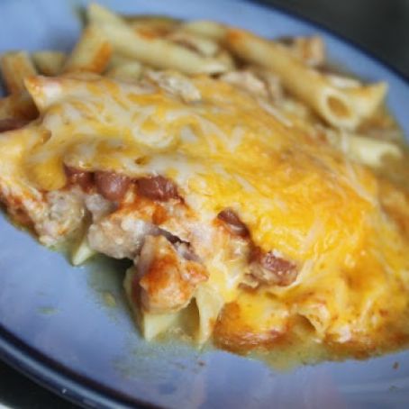 Enchilada Pork Pasta Casserole