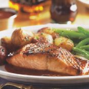 Pan Roasted Salmon with barbecue beurre blanc