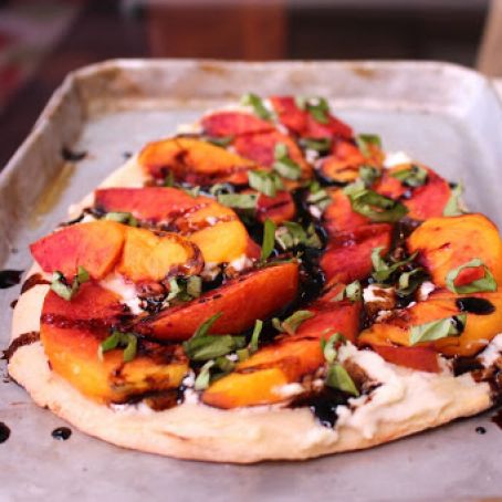Basil Peach Flatbread with Goat Cheese