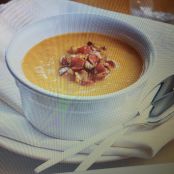 Roasted Carrot and Parsnip soup with Apple Garnish
