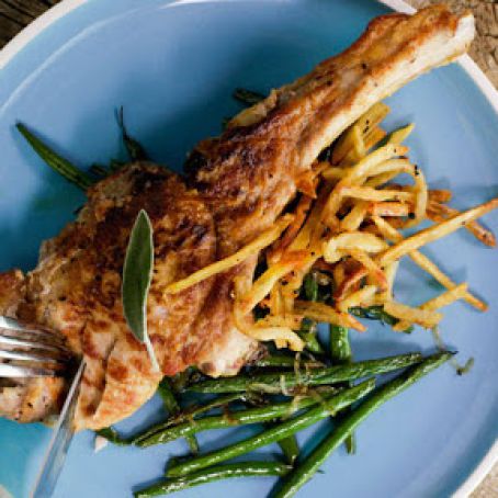 Veal Chops Valdostana Valdostana with Oven Frites and Haricots Verts