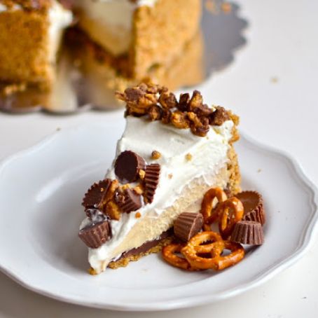 Deep-Dish Peanut Butter Pie with Chocolate Covered Pretzel Crust