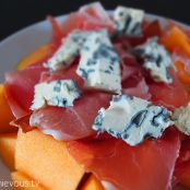 Cantaloupe with Blue Cheese and Prosciutto