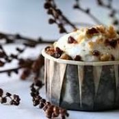 Chocolate Bread Pudding Cupcakes with Toasted Walnuts, Homemade Toffee, and Cream