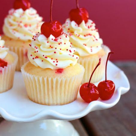 Maraschino Cherry Cupcakes