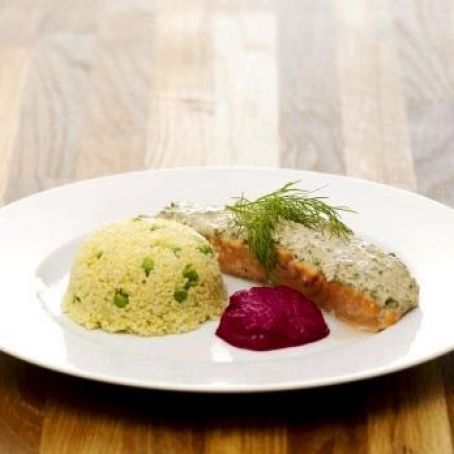 Lax i ugn under pepparrotstäcke