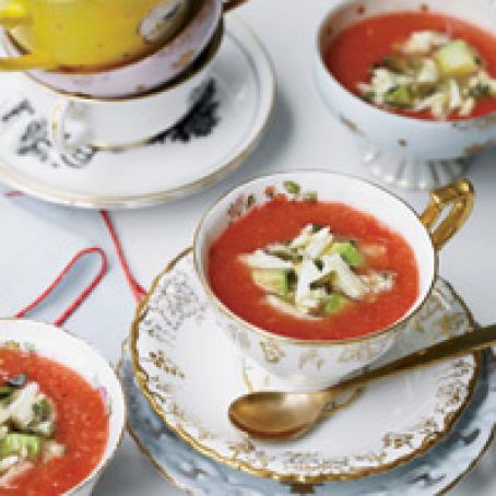 Spicy Tomato-and-Watermelon Gazpacho with Crab