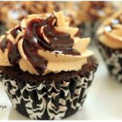 Peanut Butter Filled Hot-Fudge Drizzled Chocolate Cupcakes