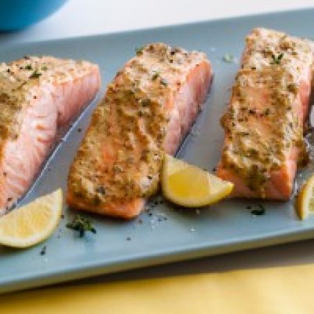 Broiled Salmon with Herb Mustard Glaze (Giada)