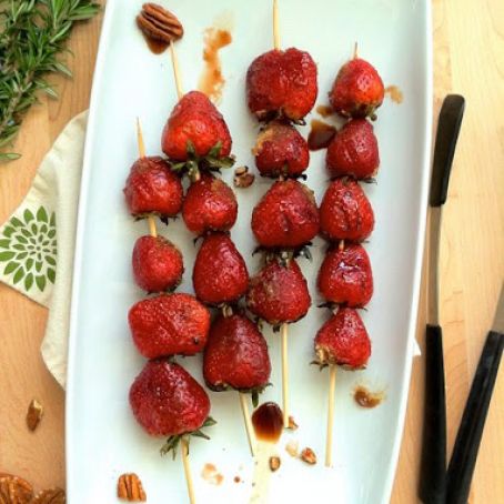 Grilled Strawberries over Vanilla Ice Cream