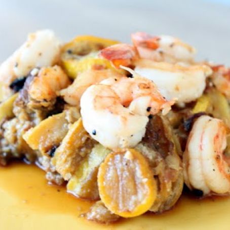 Shrimp, Sausage & Summer Squash Casserole
