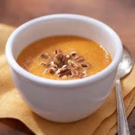 Sweet Potato Soup with Buttered Pecans