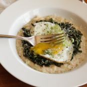 Cheesy Mashed White Beans With Kale, Parmesan, and a Fried Egg