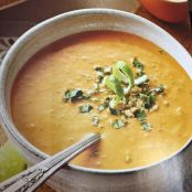 Curried Pumpkin Soup with Lime & Cashews