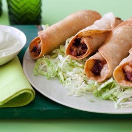 Chicken Flautas with Avocado Cream