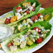 Chicken and Avocado lettuce boats with buttermilk Dijon dressing