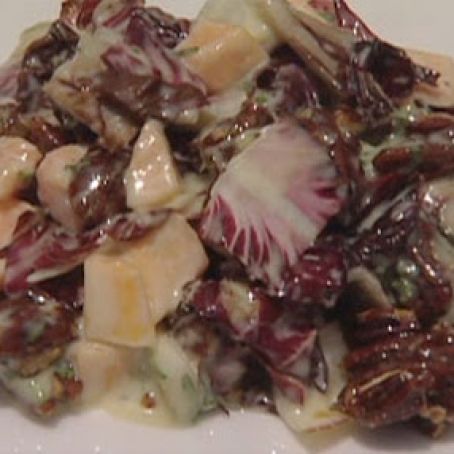 Grilled Treviso radicchio salad with candied pecans and creamy white balsamic dressing
