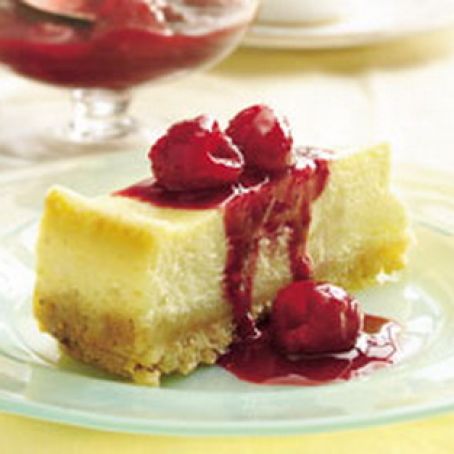 Raspberry-Topped Eggnog Cheesecake