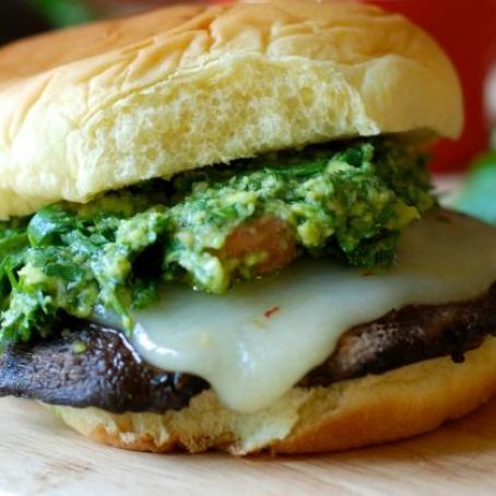 Portabella Mushroom Burgers with Chimichurri Guacamole