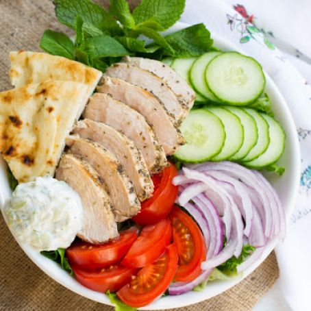 Chicken Gyro Salad with Tzatziki Sauce