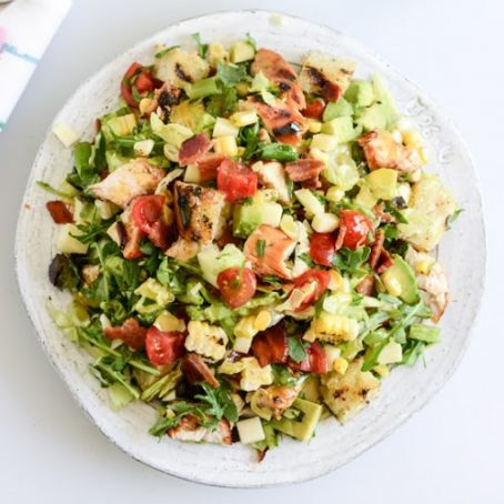 BBQ Chicken Chopped Salad with Grilled Garlic Croutons