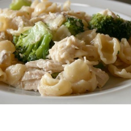 Skillet Chicken, Broccoli, Ziti, and Asiago Cheese