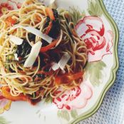 Spaghetti with Anchovy, Fresh Spinach & Tomatoes