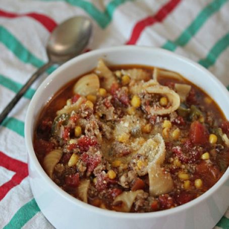 Spicy Pork, Green Pepper, and Corn Soup